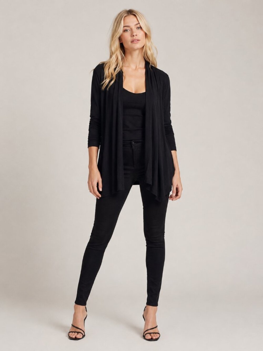 2/$30 Chico's Open Front Cardigan Black 12 #A4145